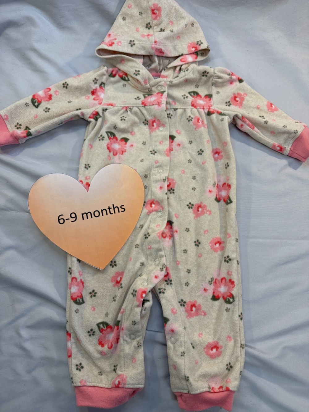 Carter's - Child of Mine - Pink and Cream Fleece Romper/one piece